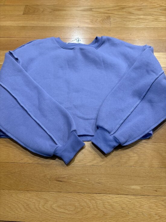 Amazhiyu Tops - Amazhiyu Size Use measurements Women's Blue Cropped Sweatshirt Pullover Top with